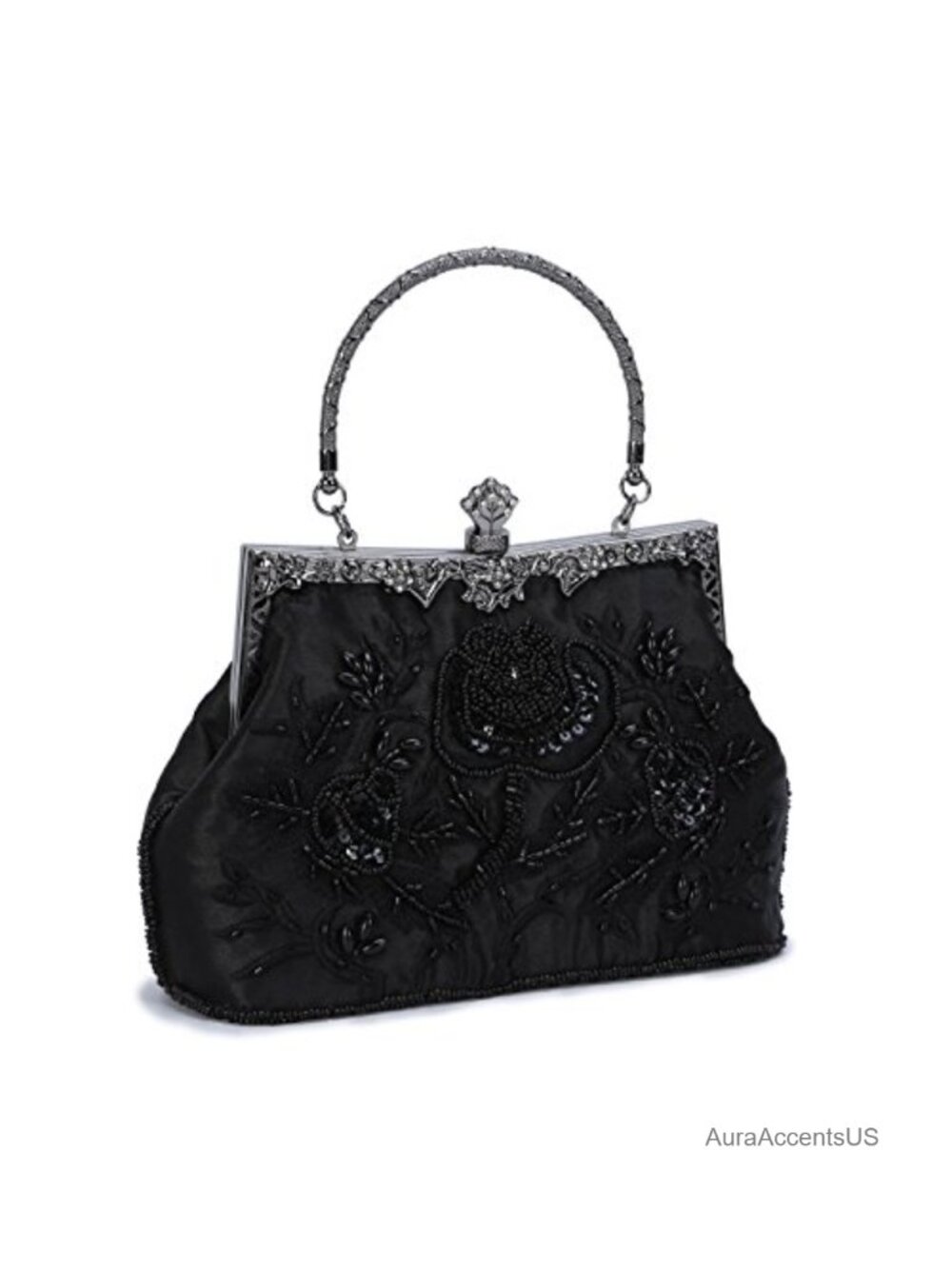 1920s Vintage Beaded Sequin Clutch - Bridal Evening Bag with Chain